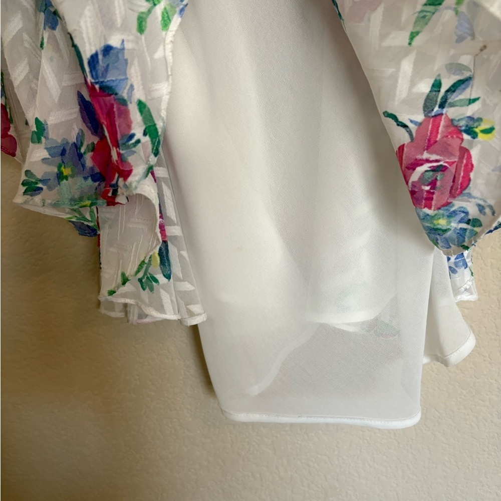 Meadow Rue Anthropologie Boho Babydoll Peasant Top M Crochet Floral Cottagecore - Picture 9 of 10